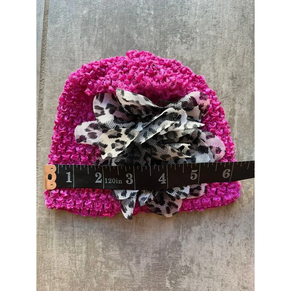 Little Me Baby Girl Pink Purple Tulle Flower Fancy Crochet Hat 0-12 Months CUTE